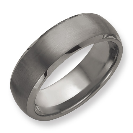 8mm Tungsten Ring Brushed with Beveled Edges