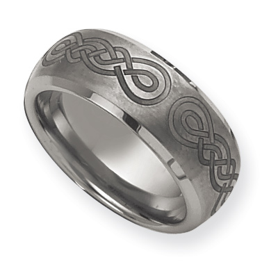 8mm Tungsten Ring with Claddagh Laser Design