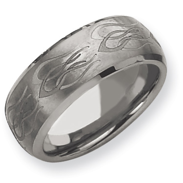 8mm Tungsten Ring with Flames Laser Design