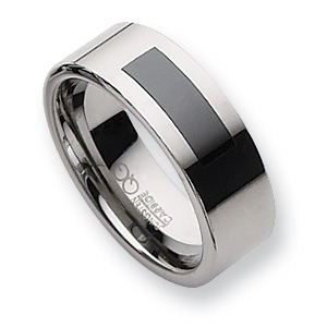 8mm Tungsten Ring with Ceramic Inlay - Clearance