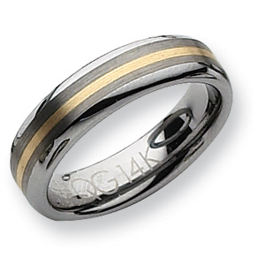 6mm Tungsten Ring with 14k Gold Inlay - Size 13
