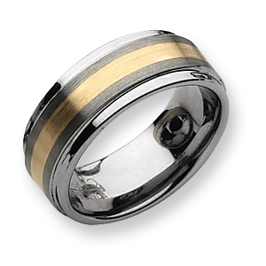 9mm Tungsten Ring with 14k Gold Inlay