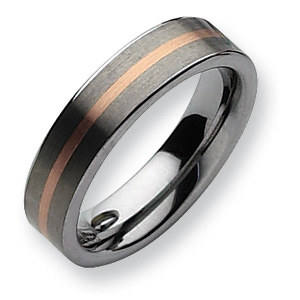 6mm Tungsten Ring with 14k Rose Gold Inlay - Clearance