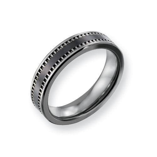 5.5mm Tungsten and Black Ceramic Ring TU187 Joy Jewelers