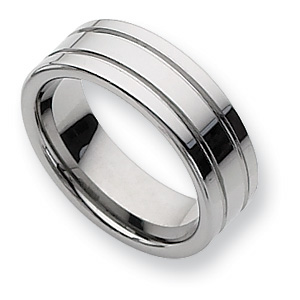 8mm Tungsten Ring with Grooves