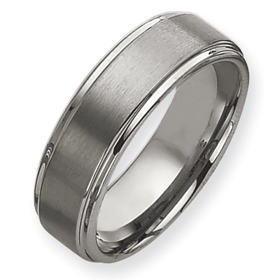 8mm Tungsten Ring Ridged Edges