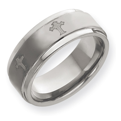 8mm Tungsten Ring with Crosses