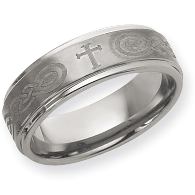 8mm Tungsten Ring with Cross Laser Design
