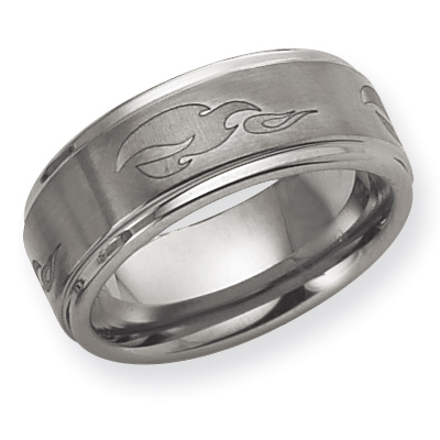 8mm Tungsten Ring with Flames Laser Design