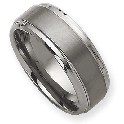 10mm Tungsten Ring Ridged Edges