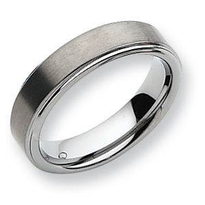 6mm Tungsten Ring Ridged Edges - Clearance