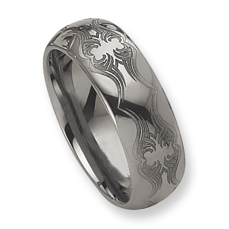 8mm Tungsten Ring with Laser Design