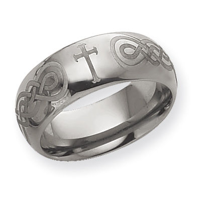 8mm Tungsten Ring with Cross Laser Design