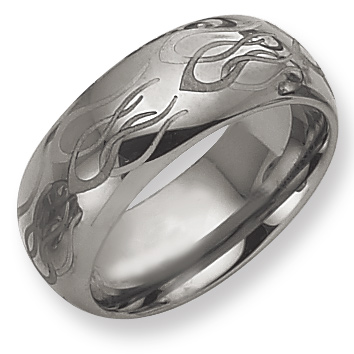 8mm Tungsten Ring with Flames Laser Design