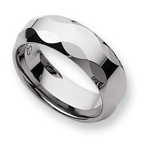 8mm Tungsten Ring with Wavy Facets