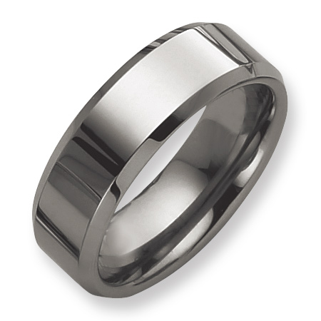 8mm Tungsten Ring Beveled Edges