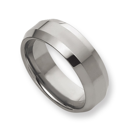 8mm Tungsten Ring Beveled Edges