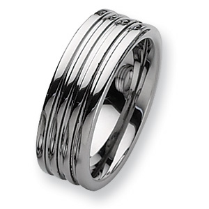 8mm Triple Grooved Tungsten Ring - Clearance