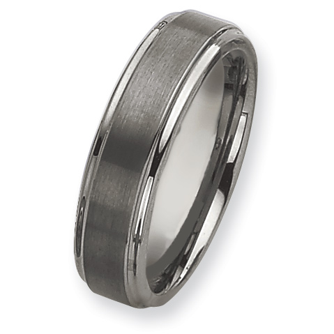 7mm Tungsten Ring Ridged Edges