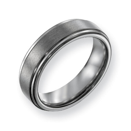 6mm Tungsten Ring Ridged Edges