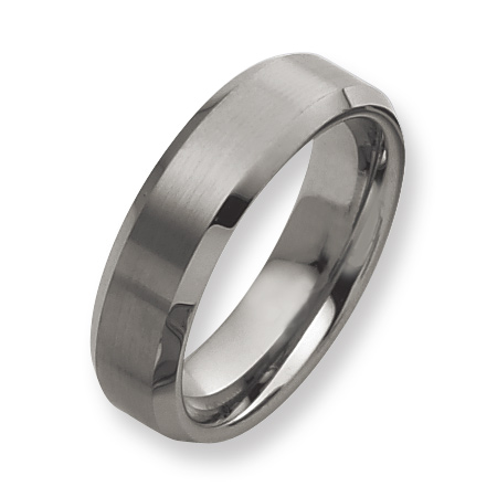 7mm Tungsten Ring Beveled Edges Brushed Center
