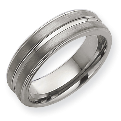 7mm Tungsten Ring Ridged Edges