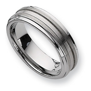 7mm Tungsten Ring with Grooves Brushed Finish