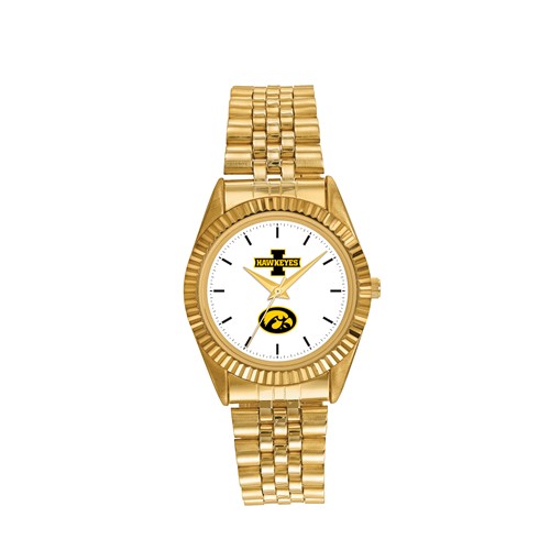 University of Iowa Men's Pro Gold-tone Stainless Steel Watch