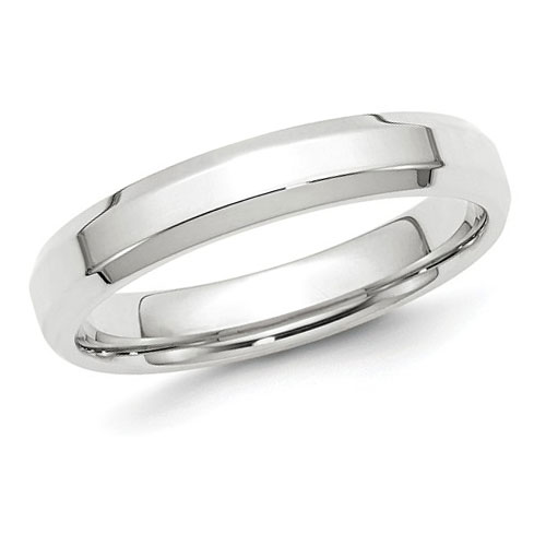 14kt White Gold 4mm Beveled Edge Comfort Fit Wedding Band