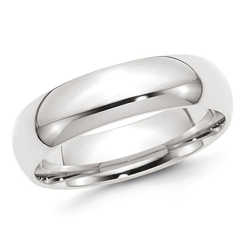 14kt White Gold 6mm Comfort Fit Polished Wedding Band
