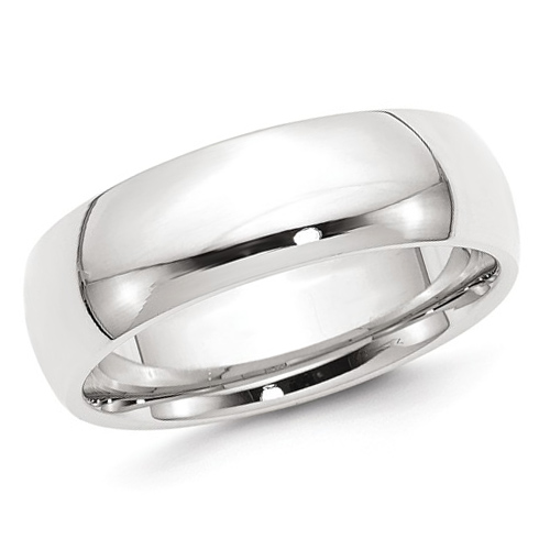 14kt White Gold 7mm Comfort Fit Polished Wedding Band
