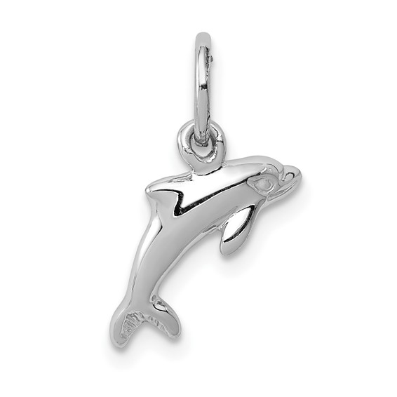 14kt White Gold 3/8in Dolphin Charm