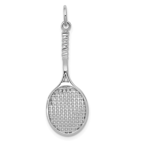 14k White Gold Tennis Racquet Pendant 1in