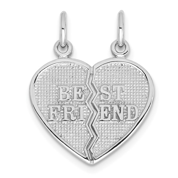14kt White Gold 5/8in Best Friend Break Apart Heart Charm