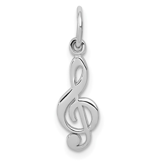 14kt White Gold 1/2in Treble Clef Charm