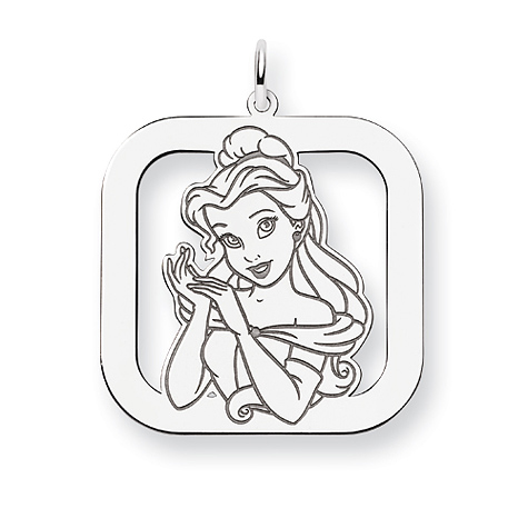 Belle Square Charm 1in Sterling Silver