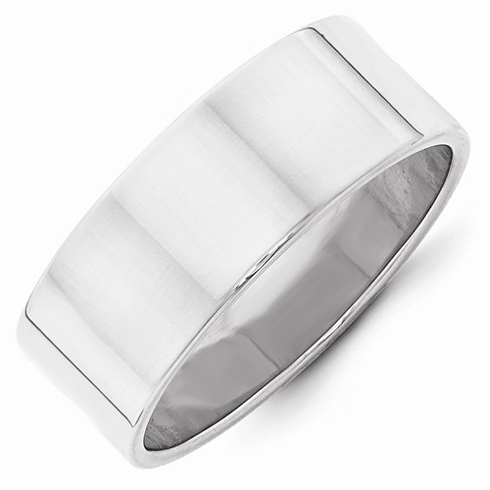 14kt White Gold 8mm Flat Wedding Band