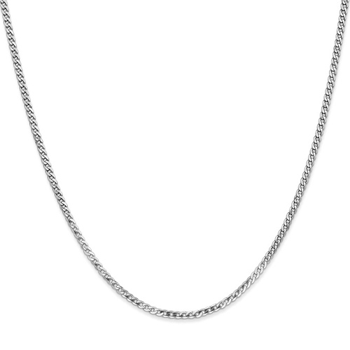 14kt White Gold 20in Beveled Curb Chain 2.2mm