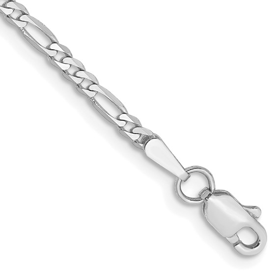 14K White Gold 9in Flat Figaro Anklet 2.25mm