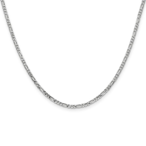 14kt White Gold 18in Flat Figaro Chain 2.4mm