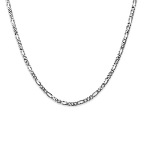 14kt White Gold 20in Flat Figaro Chain 3.0mm