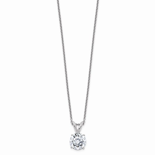 14k White Gold 2 ct Pure Light Moissanite Solitaire Necklace