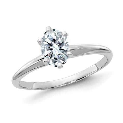 14k White Gold 2.25 ct Pure Light Moissanite Oval Solitaire Ring 