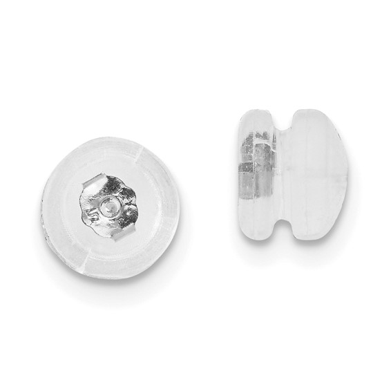Silicone Sliders 14kt White Gold Screw Back Mushroom 1 Pair