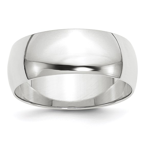 14kt White Gold 8mm Polished Light Wedding Band