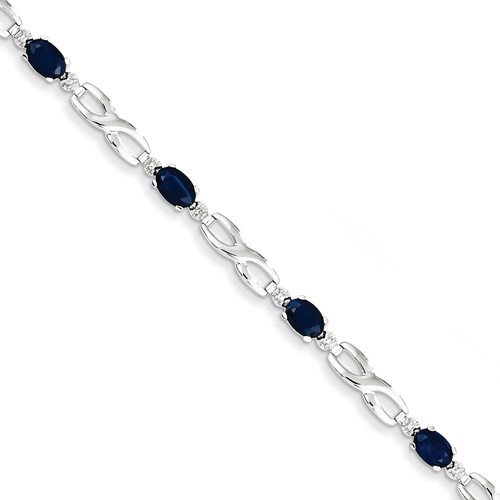 14kt White Gold 3.15 ct tw Sapphire Bracelet with Diamond Accents
