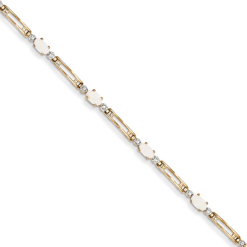 1.2 ct tw Opal Bracelet with Diamond Accents 14k Yellow Gold