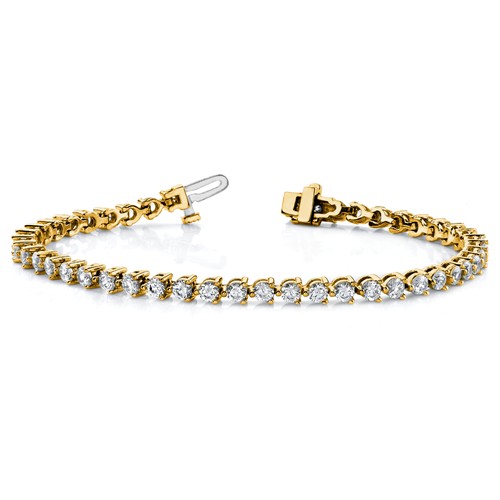 14k Yellow Gold 2.4 ct Lab Grown Diamond Tennis Bracelet Martini Style