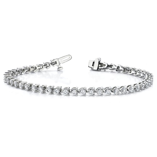 14k White Gold 2.4 ct Lab Grown Diamond Tennis Bracelet Martini Style