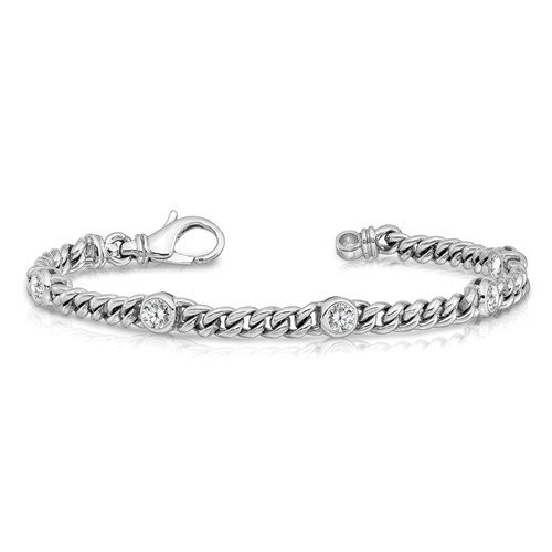 14k White Gold 1 ct tw Diamond Curb Link Bracelet